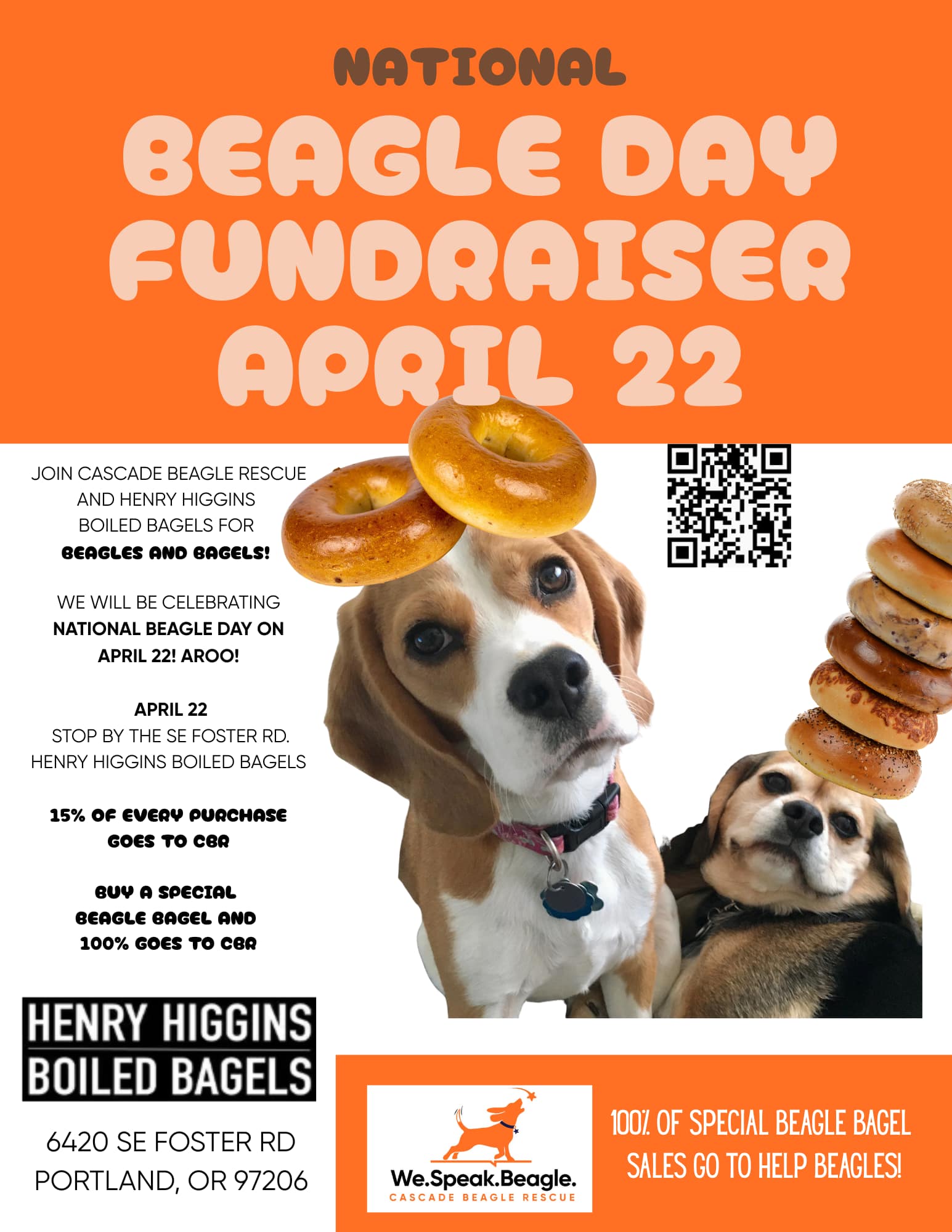 National Beagle Day Beagles and Bagels Fundraiser Flyer