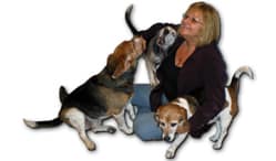 Cydney Hawkins with 3 beagles